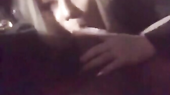 Snowbunny sucking dick after the club