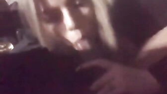 Snowbunny sucking dick after the club