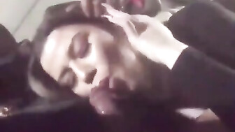 Snowbunny sucking dick after the club