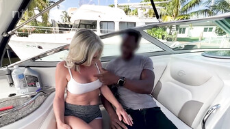 Gorgeous blonde hotwife fucks her boyfriend on hubby's Boat