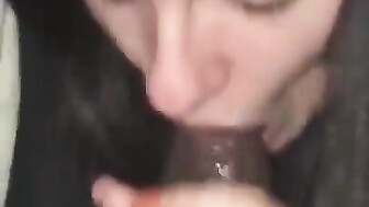 Cute White Girl Sucks off BBC late night after the party