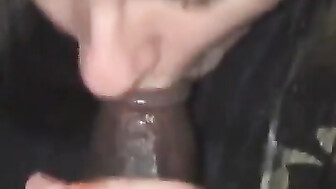 Cute White Girl Sucks off BBC late night after the party