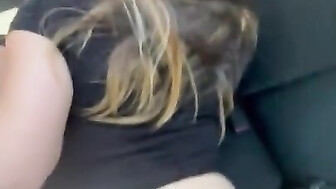 Hot creamy pussy gets pounded in backseat