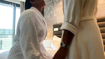 Big, muscular white girl gets bbc creampie in her bald pussy