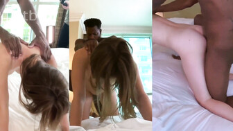 Pretty woman loves to suck and fuck a big black cock and a cream pie in her pussy