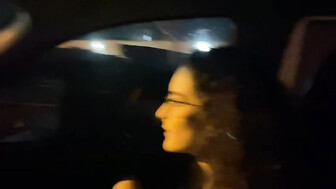 White girl sucked a big black cock in the car