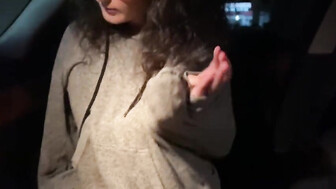 White girl sucked a big black cock in the car