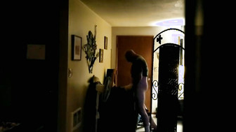 Husband filming his wife when she has a meeting