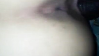 Threesome black and white dick for slut gf