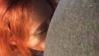 Crazy redhead sucking and then try anal