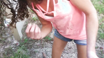 Cheating girl Sucking BBC outdoor