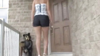 Hubby in a cage watching his wife