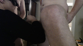 Cuck watches Hotwife deepthroat Bulls cock