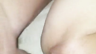 Neighbor cums in hotwife pussy while hubby films