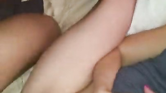 Neighbor cums in hotwife pussy while hubby films