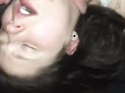 Girlfriend gets huge Facial while her boyfriend fucks her