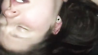 Girlfriend gets huge Facial while her boyfriend fucks her