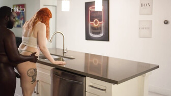 Meaty redhead sucks and fucks that huge bbc in her kitchen