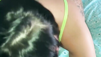 Sucking his Big black cock in sexy lingerie