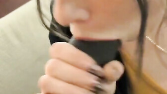 White hottie sucks Big black cock at work