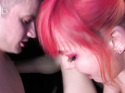 Pale skinned horny redheads kiss each other and swap lovers cum