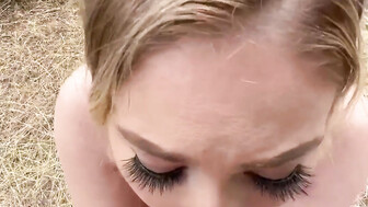 Cutie with big tits sucked and fucked a monster black dick outdoor