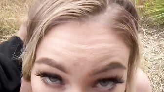 Cutie with big tits sucked and fucked a monster black dick outdoor