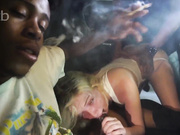Hot blonde slut and several big black guys