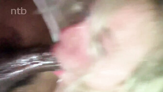 Hot blonde slut and several big black guys