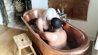 Blond white babe pleases her hung black bull and gets creampied