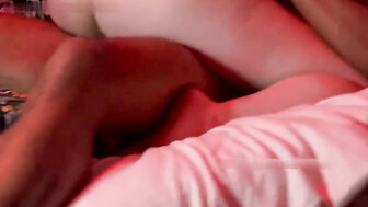 Teen white babe takes bbc creampie in her bald pussy