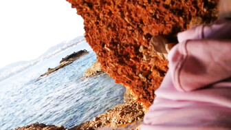 Wife spitroasted by the sea