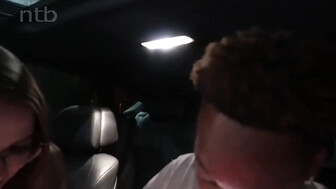 Sexy white gf with glasses fucked by BBC in the car