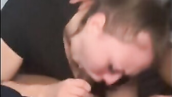 Slutty gf deepthroats big black dick