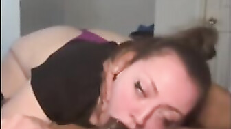 Slutty gf deepthroats big black dick