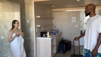 Nice meeting of a white girl with a big black guy