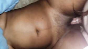 Ebony beauty fucks white cock