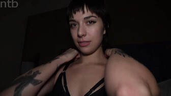 Slim white babe swallows huge load of black lover's tasty cum