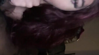 Pretty redhead sucks black cock