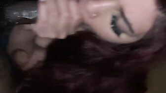 Pretty redhead sucks black cock