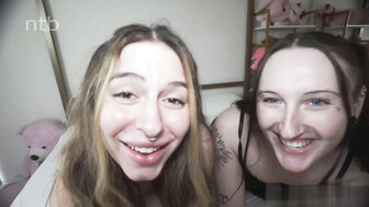 Horny white babes cum hard and squirt while fucking that fat bbc