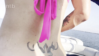 Married couple with sexy wife invited a big black guy on a yacht for fun