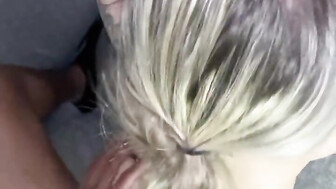 Blonde hot wife gets splitroasted while cuck hubby jerk