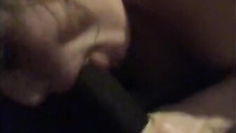 Cuck wife gives deep blowjob then squirts on BBC