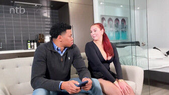 Awesome redhead gets bbc creampie in her smooth shaved pussy