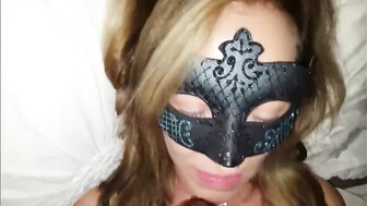 Cuckold wife in black mask sucks BBC