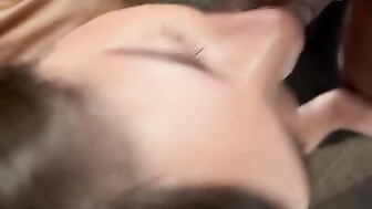 Cute white girl blows black dick