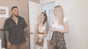 Two white girls are seduced by a black guy and her big dick