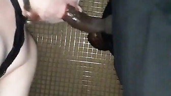 White slut worships big black dick