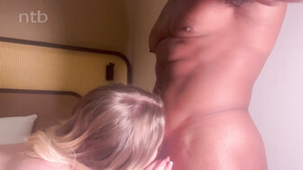 Blond white babe in green lingerie shows how big that bbc was